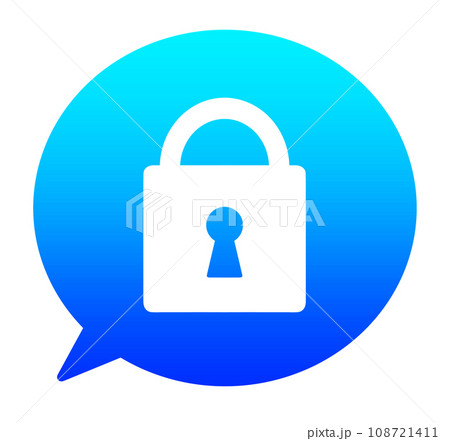 青いグラデーションの南京錠と吹き出し 青いグラデーションの南京錠と吹き出し 108721411