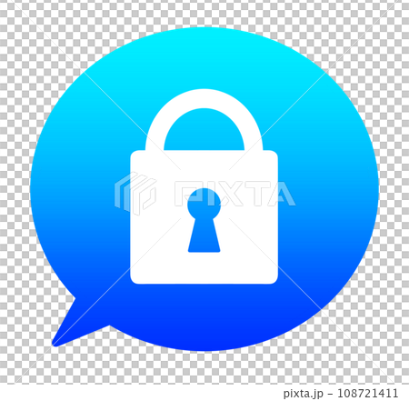 青いグラデーションの南京錠と吹き出し 青いグラデーションの南京錠と吹き出し 108721411