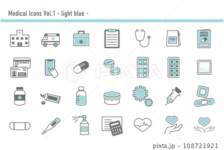 医療アイコンセットA 05 水色 医療アイコンセットA 05 水色 108721921