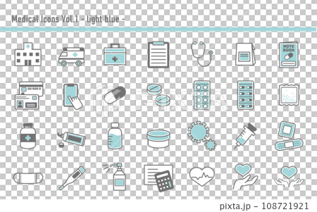 医療アイコンセットA 05 水色 医療アイコンセットA 05 水色 108721921