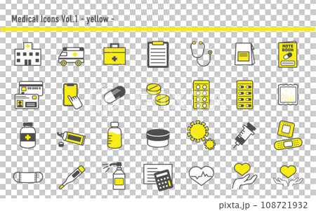 醫療圖示集 A 04 黃色 醫療圖示集 A 04 黃色 108721932