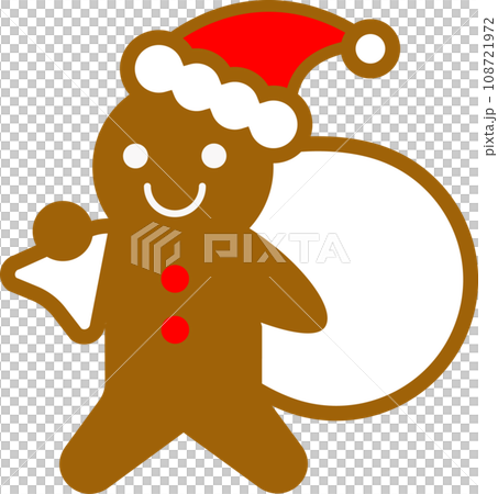 gingerbread man with christmas gift bag gingerbread man with christmas gift bag 108721972
