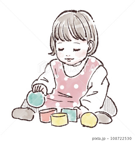おもちゃで遊ぶ子供のイラスト素材 108722530
