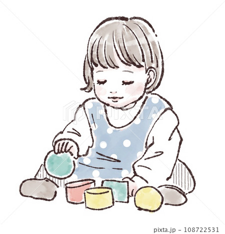 おもちゃで遊ぶ子供のイラスト素材 108722531