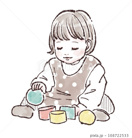 おもちゃで遊ぶ子供のイラスト素材 108722533