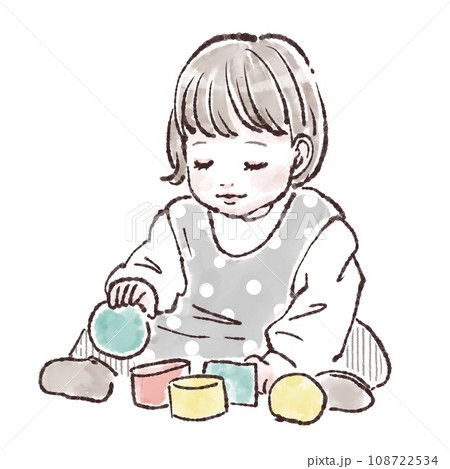 おもちゃで遊ぶ子供のイラスト素材 108722534