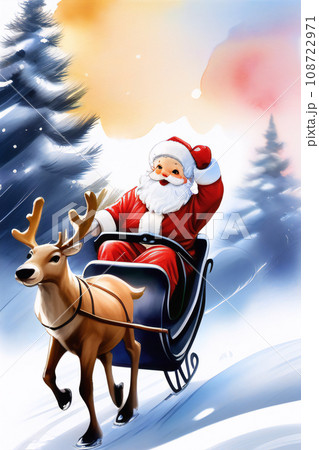 クリスマス サンタが今年もプレゼントを持ってやってきた【AI生成画像】 108722971