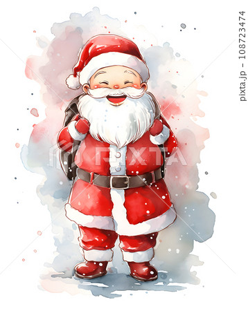 水彩で描いたサンタクロースのイラストのイラスト素材 [108723474] - PIXTA