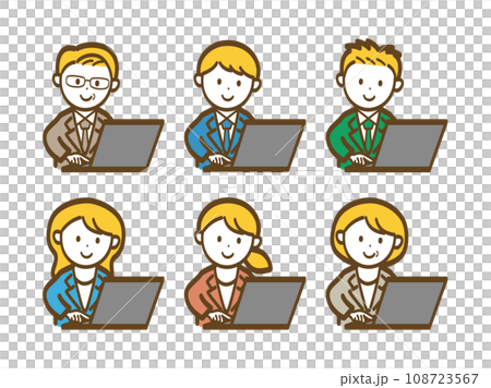 操作計算機的商人的插圖集 108723567