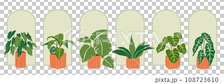 Beautiful houseplant decoration illustration set Beautiful houseplant decoration illustration set 108723610