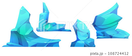 Ice blocks set isolated on white background 108724412
