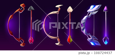 Archery bow and arrow with magical powers. 108724437