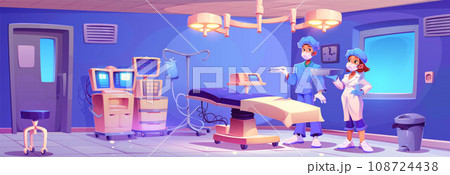 Surgeon and nurse standing in operating room 108724438