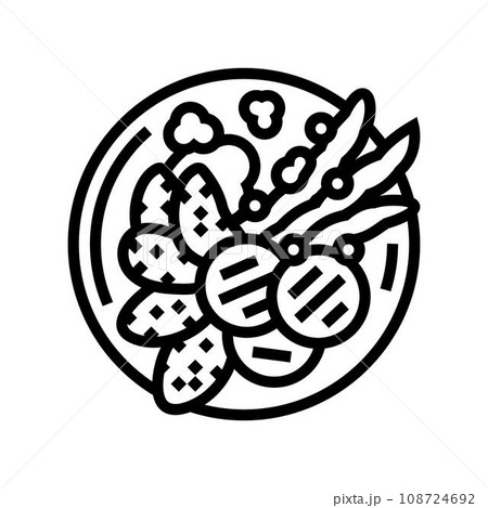 tempura vegetables japanese food line icon vector illustration 108724692