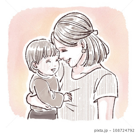 笑顔の親子イラスト素材 笑顔の親子イラスト素材 108724792