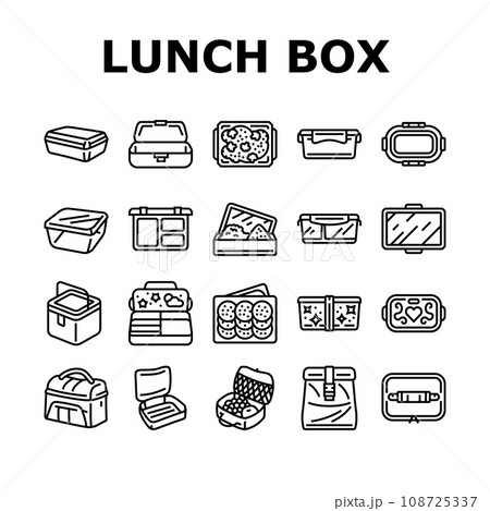 lunch box food school meal icons set vector 108725337