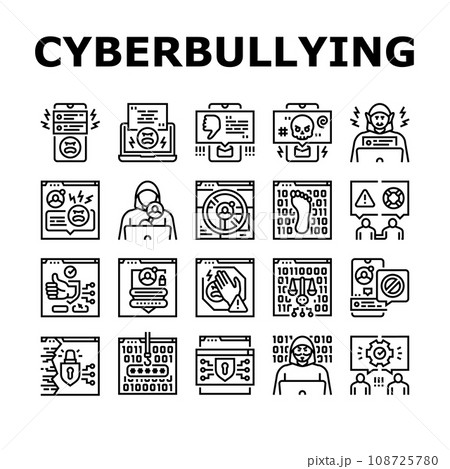 cyberbullying cyber online icons set vector 108725780