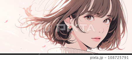 日本人女性の背景画像 ベクター風イラスト 108725791