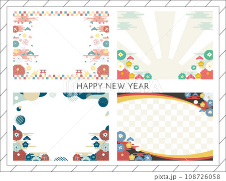 新年に使いやす和風フレームセット 108726058