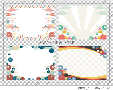 Easy-to-use Japanese-style frame set for the New Year 108726058