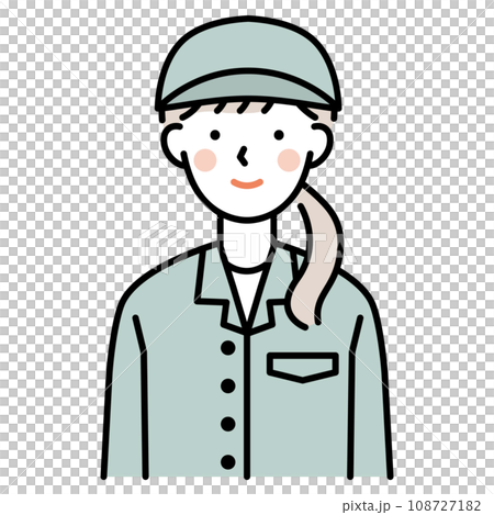人物（女性・笑顔・キャップ・作業着） 108727182