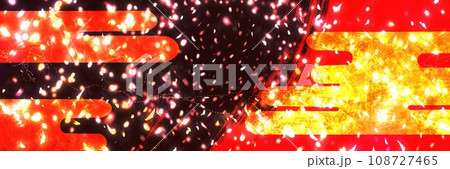 平安時代風金色の優雅な雲と金箔、金粉、砂子の舞う日本画風背景ワイドサイズイラスト 108727465