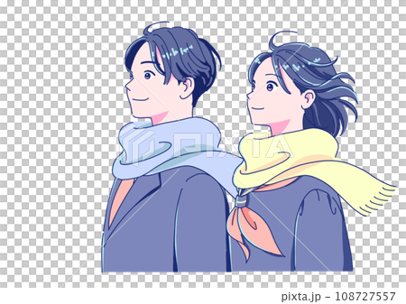 Profiles of motivated male and female students wearing scarves 108727557