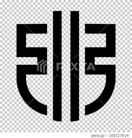 文字「引」をモチーフにした家紋「平岩弓文字」 文字「引」をモチーフにした家紋「平岩弓文字」 108727614