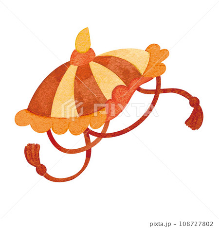 水彩手書きの隠れ笠のイラスト 108727802