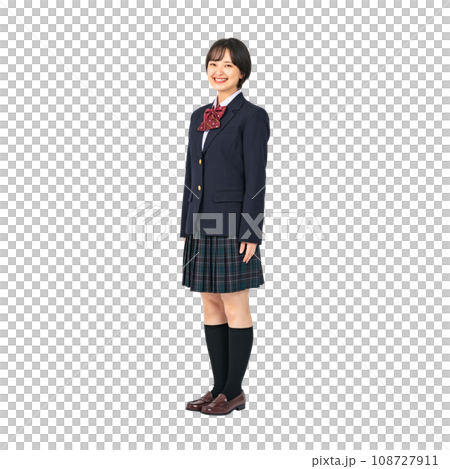 Female student in uniform Cutout background transparent PNG 108727911