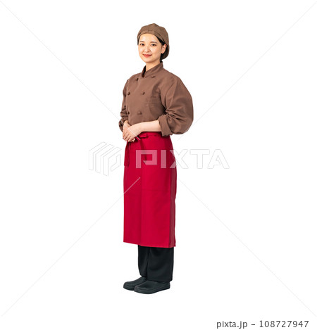調理服を着た女性　調理師　飲食店店員　切り抜き背景透過PNG 108727947