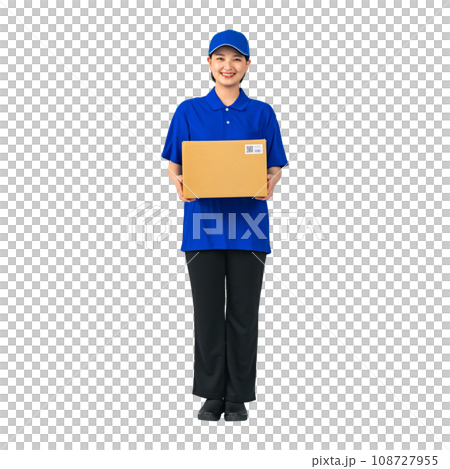 Woman in work clothes holding luggage Delivery staff Delivery worker Worker Cutout background Transparent PNG 108727955