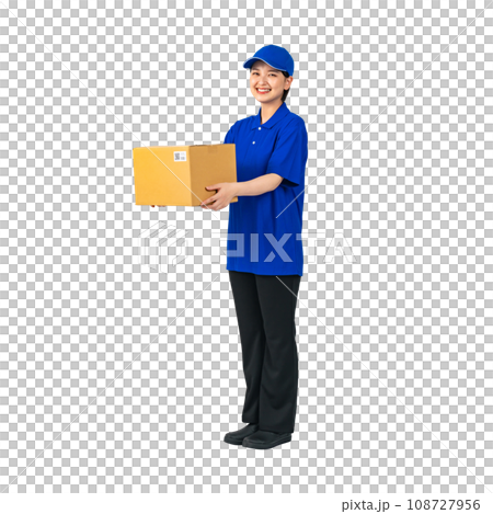 Woman in work clothes holding luggage Delivery staff Delivery worker Worker Cutout background Transparent PNG 108727956