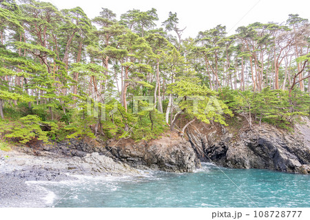 碁石海岸　碁石浜　まるで碁石のような黒い玉砂利の浜　波に洗われる玉砂利の音が心地よい 108728777