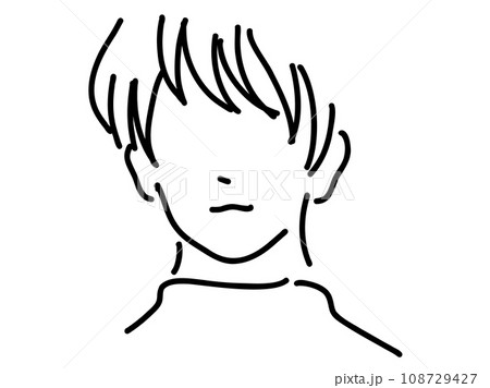かっこいい男性のシンプルな線画／手描きイラスト素材 108729427