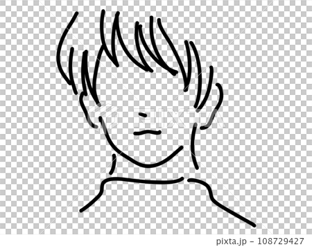 かっこいい男性のシンプルな線画／手描きイラスト素材 108729427