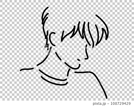 かっこいい男性のシンプルな線画/手描きイラスト素材 かっこいい男性のシンプルな線画/手描きイラスト素材 108729429