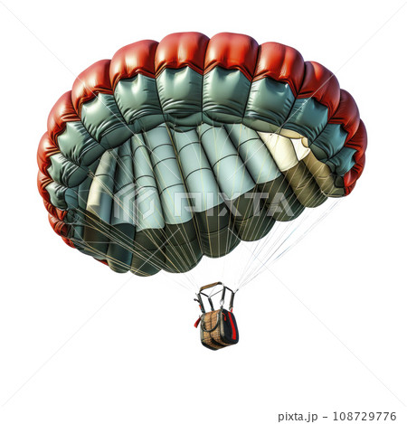 a skydiver flying with an open parachute, isolated 108729776