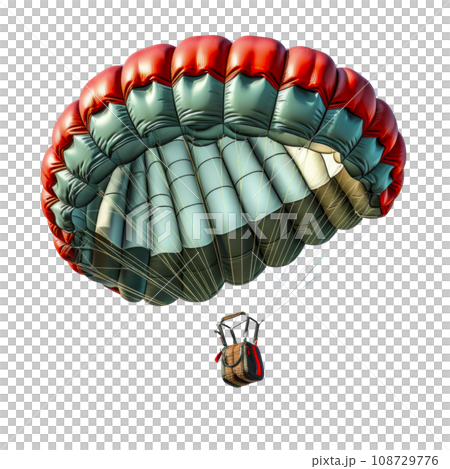 a skydiver flying with an open parachute, isolated 108729776
