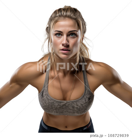 a young girl goes in for sports, fitness isolated 108729839
