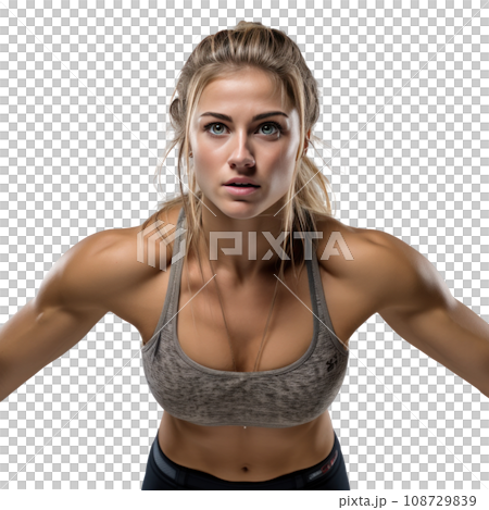 a young girl goes in for sports, fitness isolated 108729839