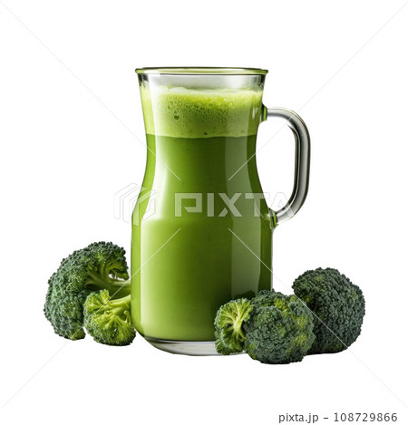 broccoli smoothie in a glass, isolated broccoli smoothie in a glass, isolated 108729866