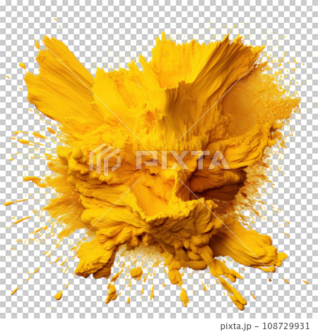 Yellow Holi, Holli, Holly. bright splash isolated 108729931
