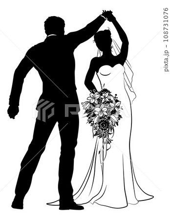 Bride And Groom Couple Wedding Dress Silhouettes Bride And Groom Couple Wedding Dress Silhouettes 108731076