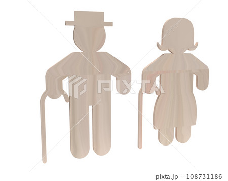 The old man wood plate for  aging society  concept 3d rendering 108731186