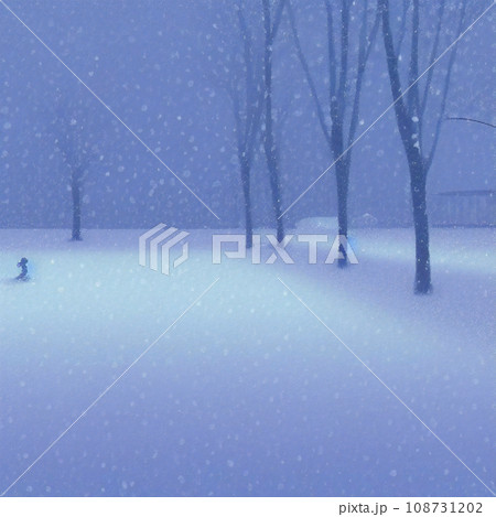 吹雪の舞う夜の景色のイラスト 吹雪の舞う夜の景色のイラスト 108731202