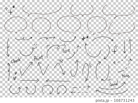手寫的語音氣泡與箭頭集 108731243