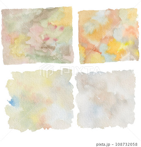 watercolor illustration set of watercolor backgrounds on white hand drawn background. for background, logo 108732058