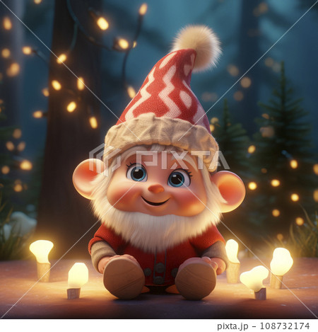 Cute Christmas Gonks on the background of a Christmas picture Cute Christmas Gonks on the background of a Christmas picture 108732174