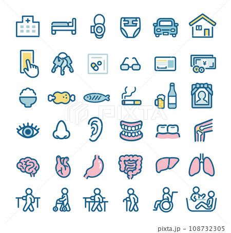 高齢者関係のアイコンセット 高齢者関係のアイコンセット 108732305